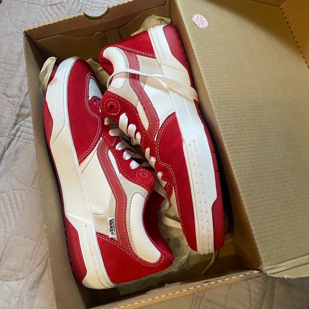 Vans Red and White Sneakers Rowan 2